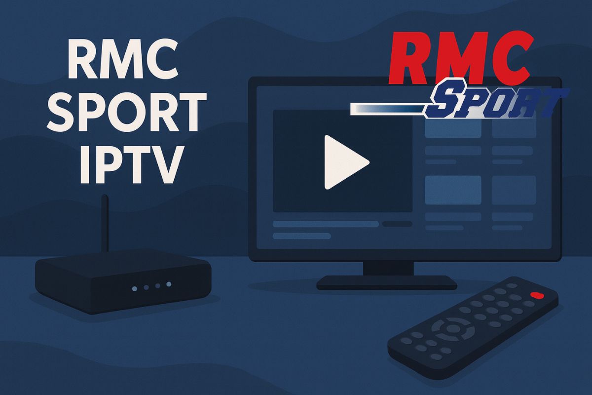 Graphic illustrating the comparison between RMC Sport services and IPTV offerings.