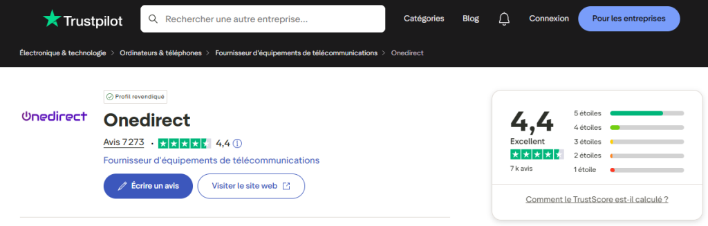 Avis clients Onedirect