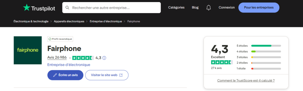 Avis clients Fairphone 