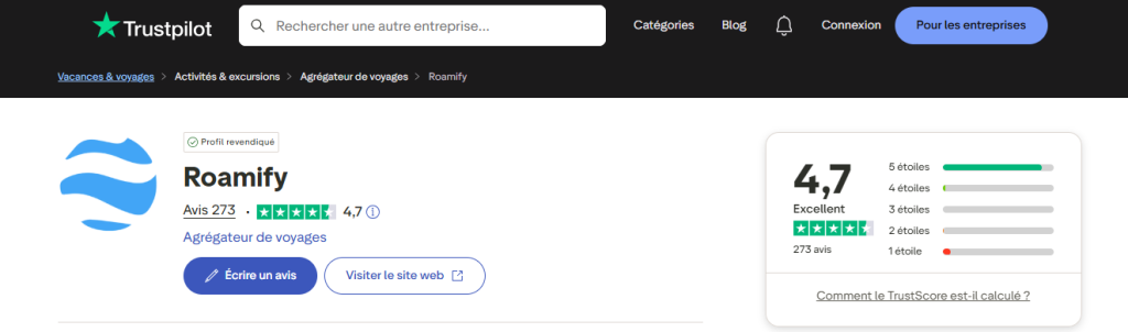 Avis clients Roamify