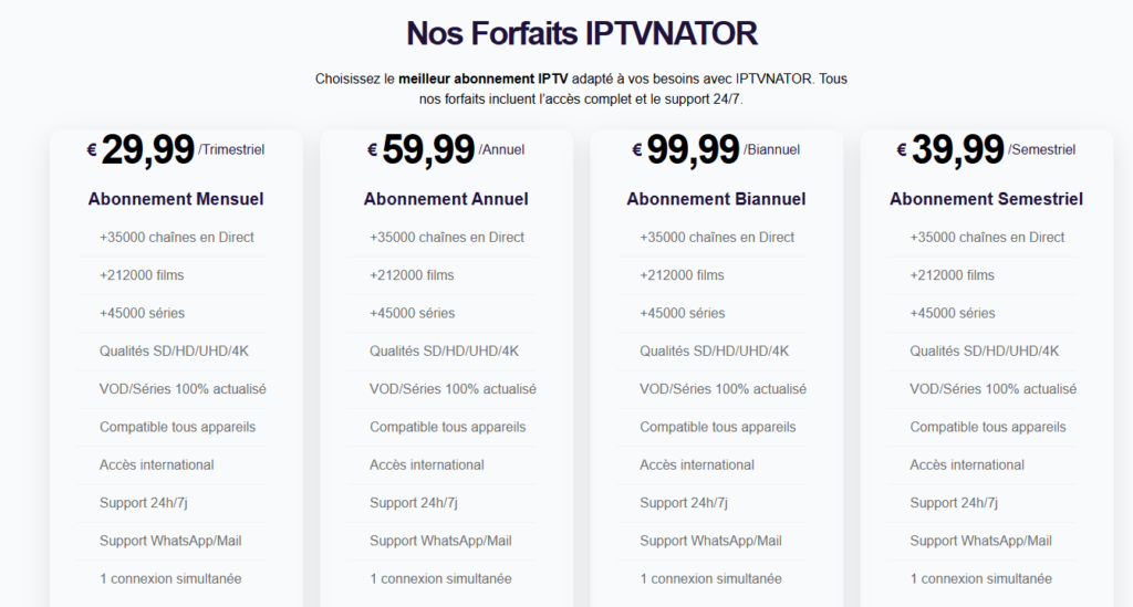 prix IPTVNATOR 