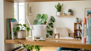 Quel répéteur Wi-Fi choisir : appareil moderne dans un salon lumineux