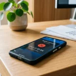Smartphone affichant un appel manqué suspect du numéro 0743, illustration de spam.