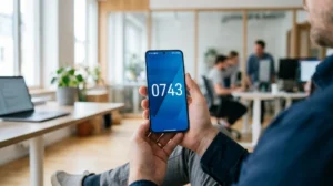 Smartphone affichant le numéro 0743, identification opérateur mobile