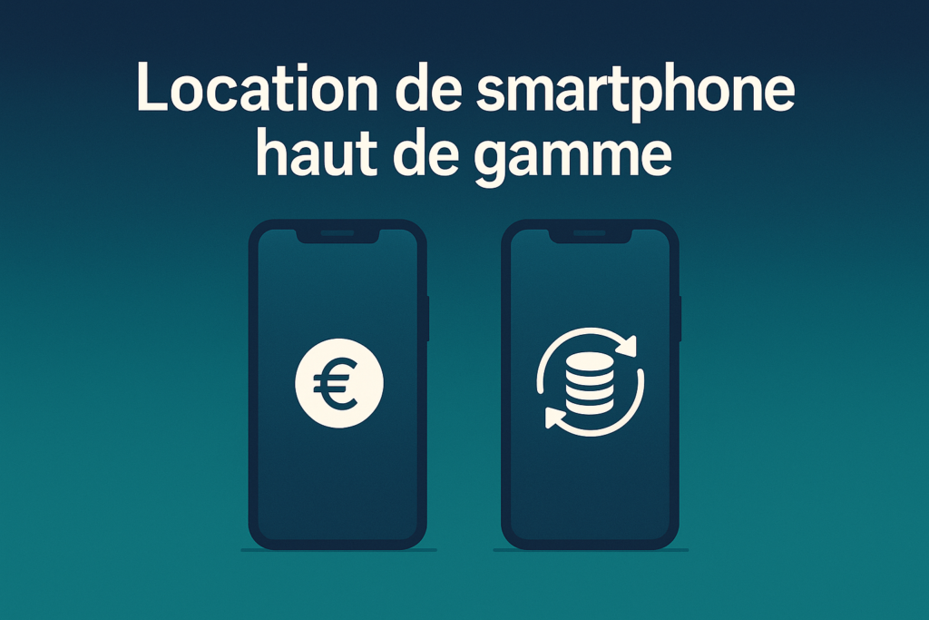 Illustration minimaliste pour louer un smartphone haut de gamme en comparant achat et location