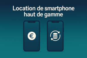 Illustration minimaliste pour louer un smartphone haut de gamme en comparant achat et location