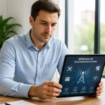 Personne consultant une tablette affichant des informations sur les réseaux télécoms pour identifier quel opérateur utilise le 0695.