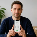 Personne tenant un smartphone affichant le préfixe 0771 pour identifier quel opérateur utilise ce numéro de téléphone.