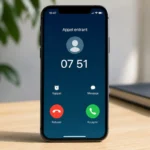 Smartphone moderne affichant un appel entrant avec le numéro 07 51 pour identifier quel opérateur le détient.