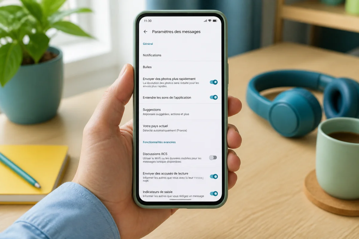 Smartphone affichant les discussions RCS désactivées, illustrant comment désactiver RCS sur Android.