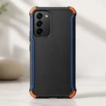 Smartphone moderne équipé d’une coque de protection hybride aux coins renforcés et bordures souples contrastées