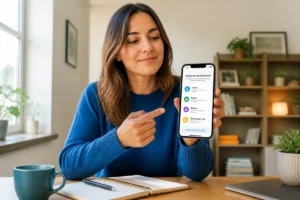 Personne sélectionnant un mode de concentration sur son smartphone pour mieux gérer son attention au quotidien