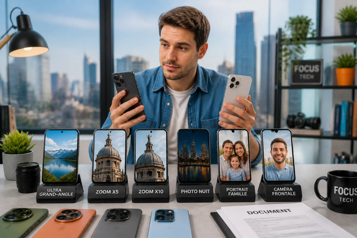 Guide pour bien choisir un smartphone en comparant ses capacités photo, son zoom, son ultra grand-angle et sa caméra nocturne